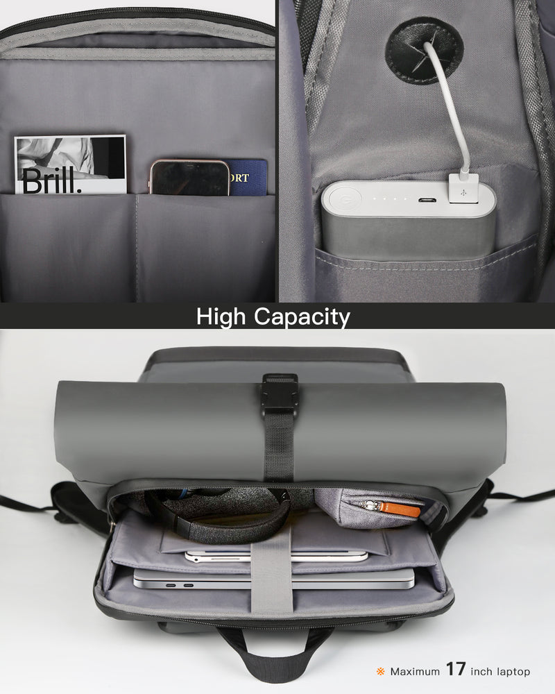 25L-30L Roll Top Vintage 17 Inch Laptop Backpack, BP01003