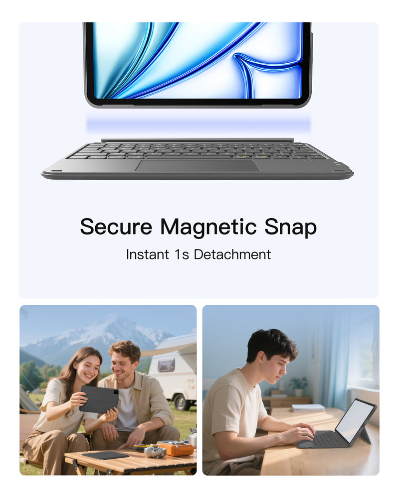 Detachable Keyboard for iPad Air 11" M3/M2 (2025/2024), iPad Air 6/5/4, iPad Pro 11" 4/3/2/1, iPad 11" (A16 2025), iPad 10, KB04122