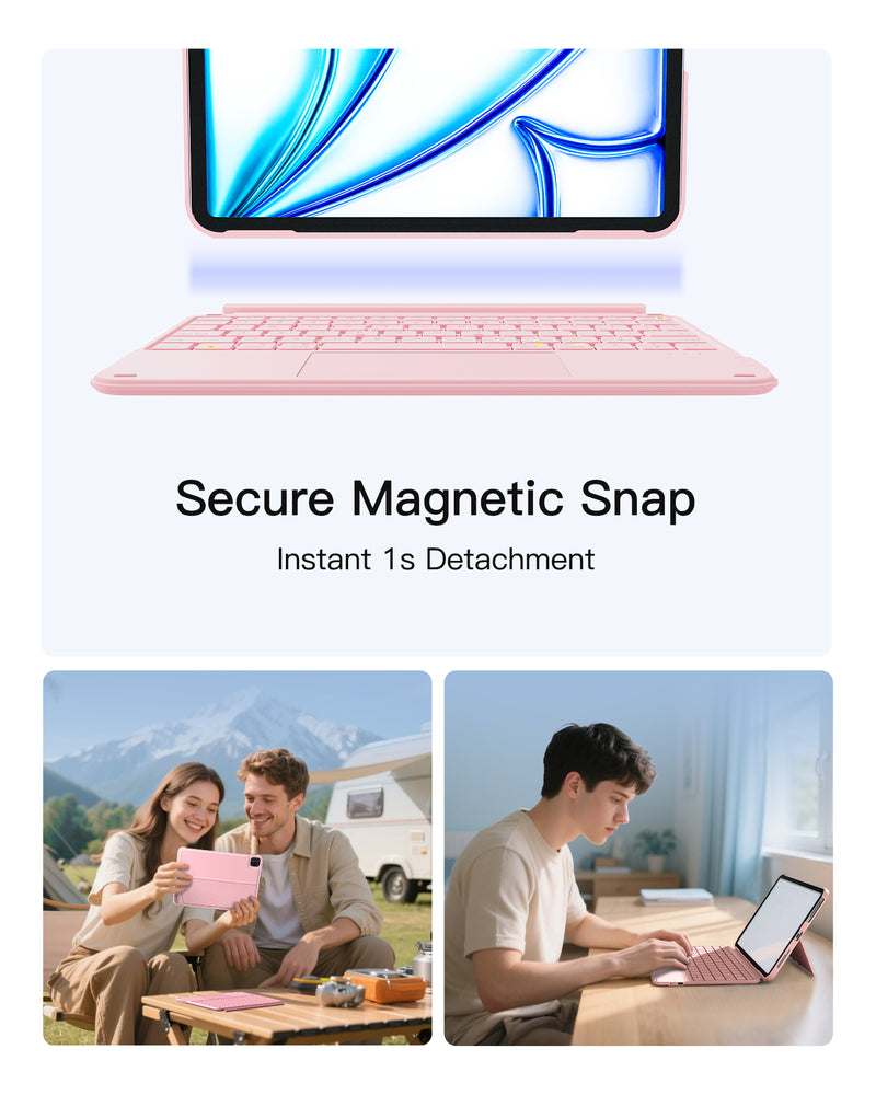 Detachable Keyboard for iPad Air 11" M3/M2 (2025/2024), iPad Air 6/5/4, iPad Pro 11" 4/3/2/1, iPad 11" (A16 2025), iPad 10, KB04122