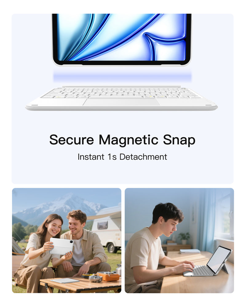 Detachable Keyboard for iPad Air 11" M3/M2 (2025/2024), iPad Air 6/5/4, iPad Pro 11" 4/3/2/1, iPad 11" (A16 2025), iPad 10, KB04122