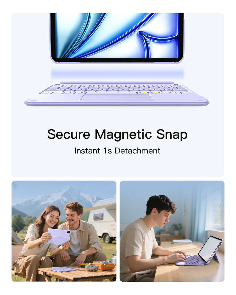 Detachable Keyboard for iPad Air 11" M3/M2 (2025/2024), iPad Air 6/5/4, iPad Pro 11" 4/3/2/1, iPad 11" (A16 2025), iPad 10, KB04122