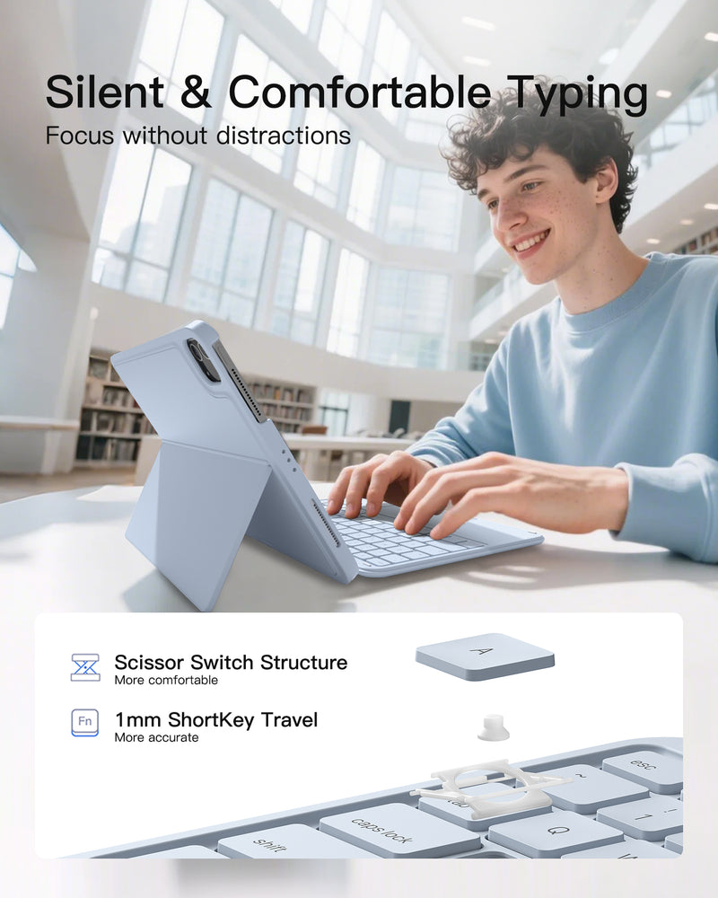 Detachable Keyboard for iPad Air 11" M3/M2 (2025/2024), iPad Air 6/5/4, iPad Pro 11" 4/3/2/1, iPad 11" (A16 2025), iPad 10, KB04122