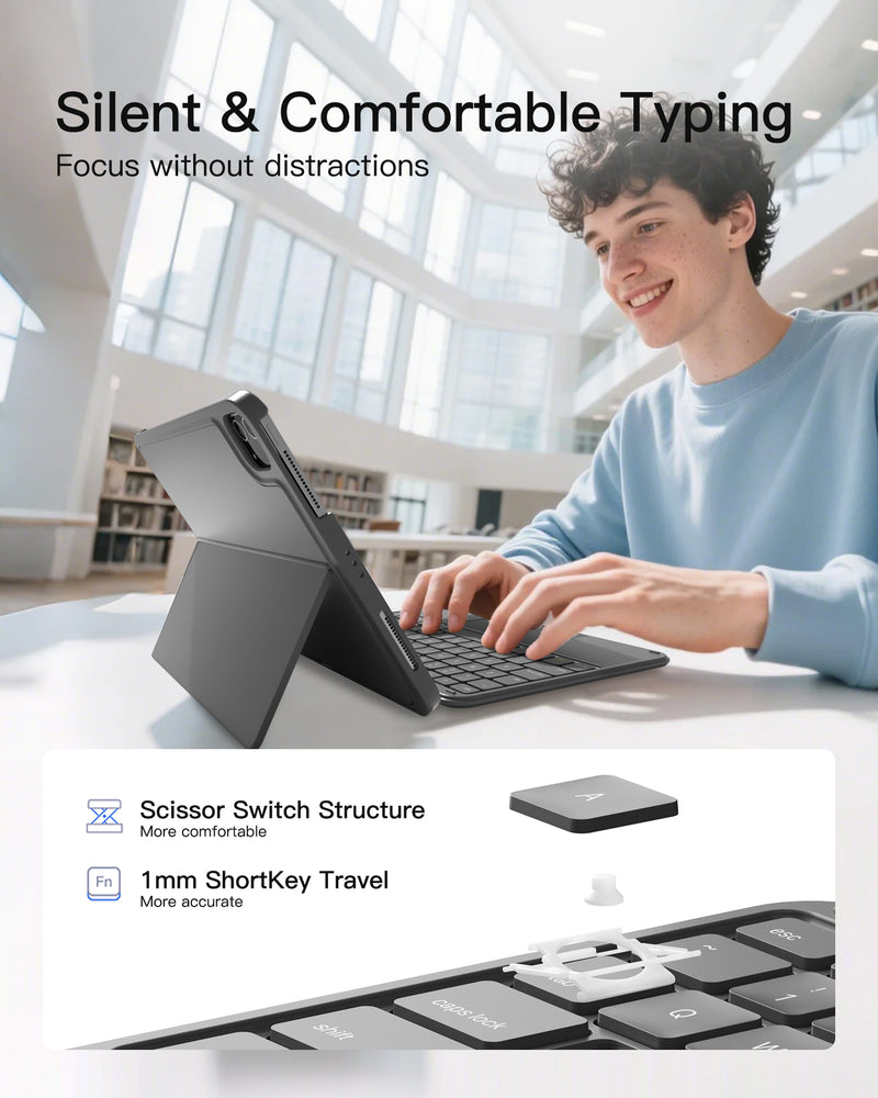 Detachable Keyboard for iPad Air 11" M3/M2 (2025/2024), iPad Air 6/5/4, iPad Pro 11" 4/3/2/1, iPad 11" (A16 2025), iPad 10, KB04122