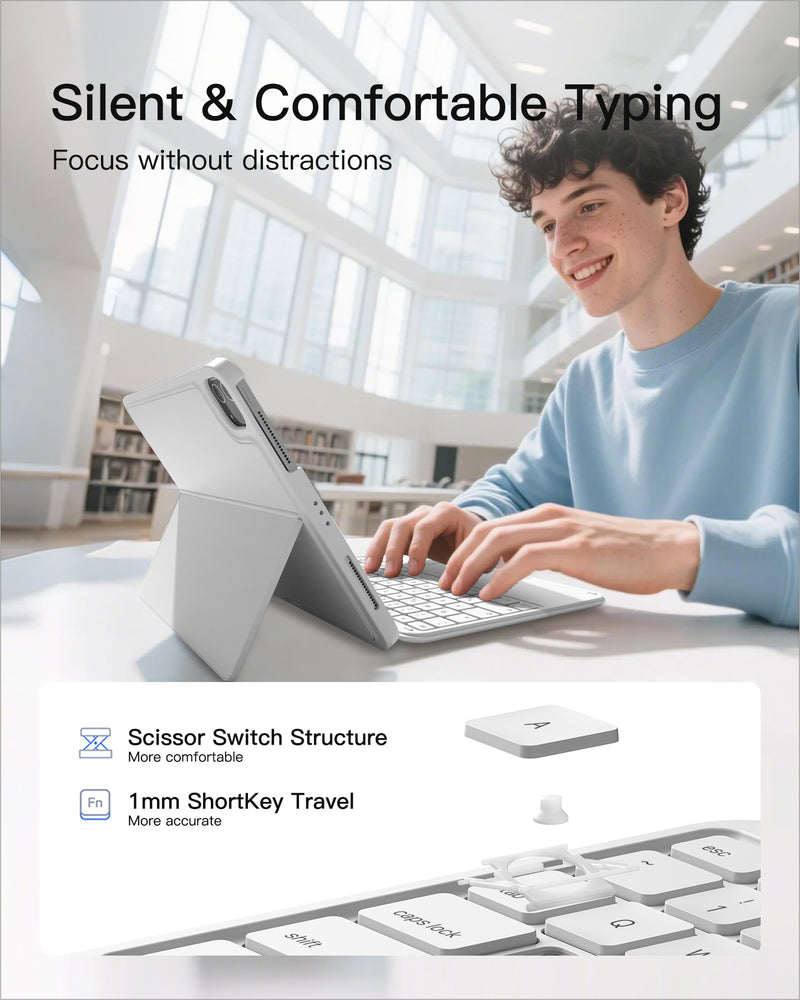 Detachable Keyboard for iPad Air 11" M3/M2 (2025/2024), iPad Air 6/5/4, iPad Pro 11" 4/3/2/1, iPad 11" (A16 2025), iPad 10, KB04122
