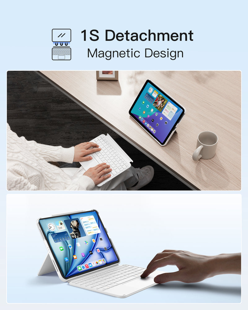 Detachable Keyboard for iPad Air 11" M3/M2 (2025/2024), iPad Air 6/5/4, iPad Pro 11" 4/3/2/1, iPad 11" (A16 2025), iPad 10, KB04122