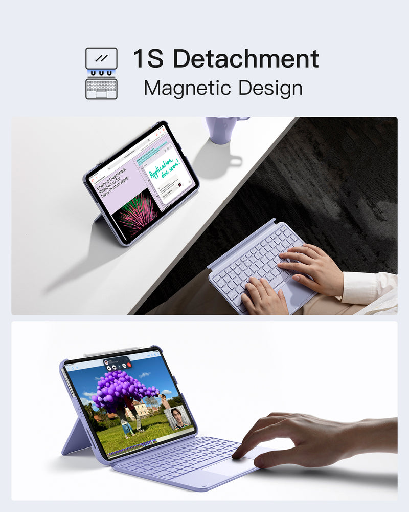 Detachable Keyboard for iPad Air 11" M3/M2 (2025/2024), iPad Air 6/5/4, iPad Pro 11" 4/3/2/1, iPad 11" (A16 2025), iPad 10, KB04122