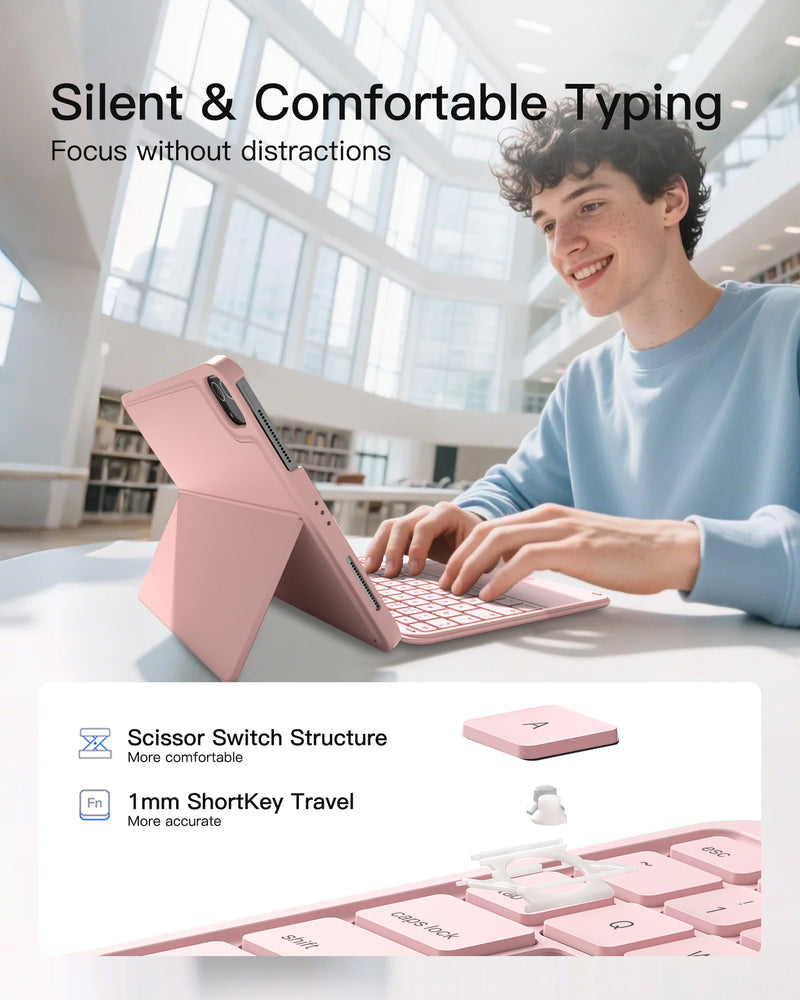 Detachable Keyboard for iPad Air 11" M3/M2 (2025/2024), iPad Air 6/5/4, iPad Pro 11" 4/3/2/1, iPad 11" (A16 2025), iPad 10, KB04122
