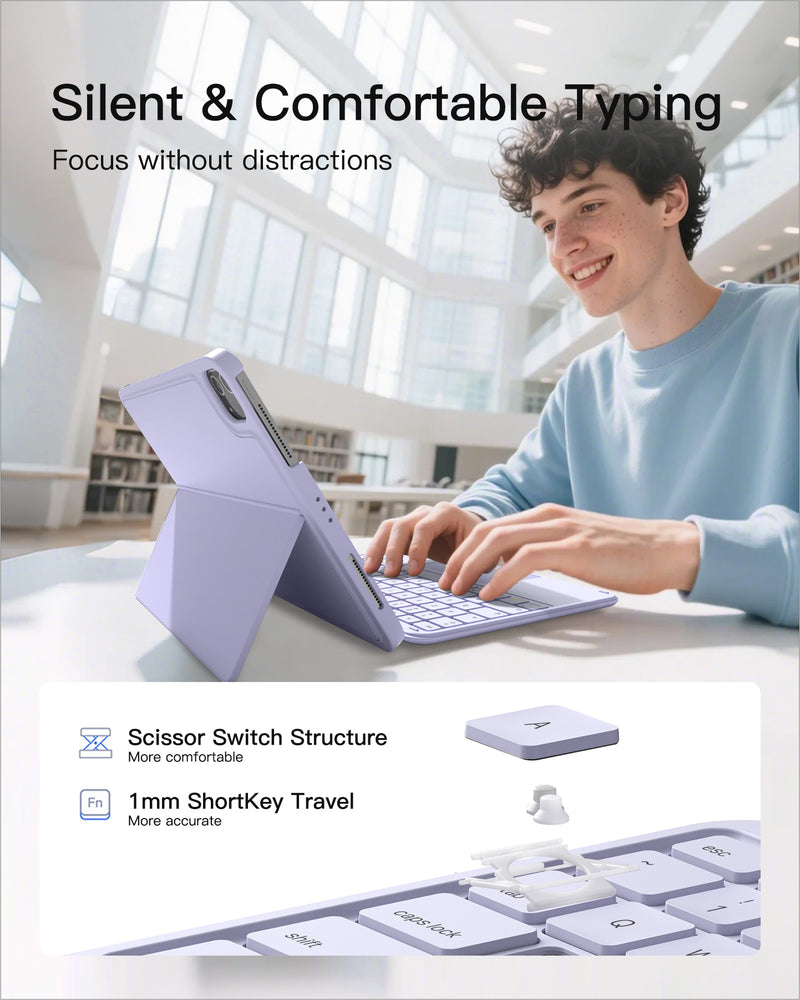 Detachable Keyboard for iPad Air 11" M3/M2 (2025/2024), iPad Air 6/5/4, iPad Pro 11" 4/3/2/1, iPad 11" (A16 2025), iPad 10, KB04122