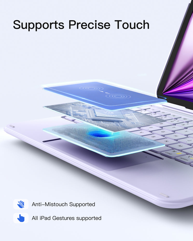 Detachable Keyboard for iPad Air 11" M3/M2 (2025/2024), iPad Air 6/5/4, iPad Pro 11" 4/3/2/1, iPad 11" (A16 2025), iPad 10, KB04122
