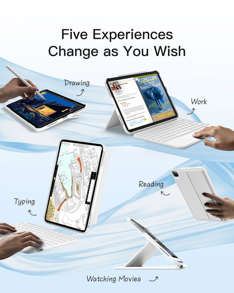 Detachable Keyboard for iPad Air 11" M3/M2 (2025/2024), iPad Air 6/5/4, iPad Pro 11" 4/3/2/1, iPad 11" (A16 2025), iPad 10, KB04122