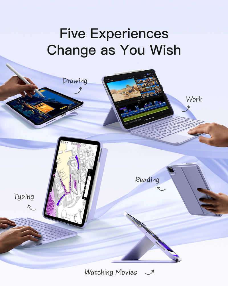 Detachable Keyboard for iPad Air 11" M3/M2 (2025/2024), iPad Air 6/5/4, iPad Pro 11" 4/3/2/1, iPad 11" (A16 2025), iPad 10, KB04122