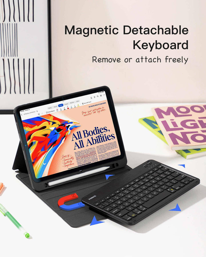 Detachable Keyboard for iPad 11" (A16 2025), iPad 10, iPad Air 11" M3/M2 (2025/2024), iPad Air 7/6/5/4, iPad Pro 11" 4/3/2/1, KB04002