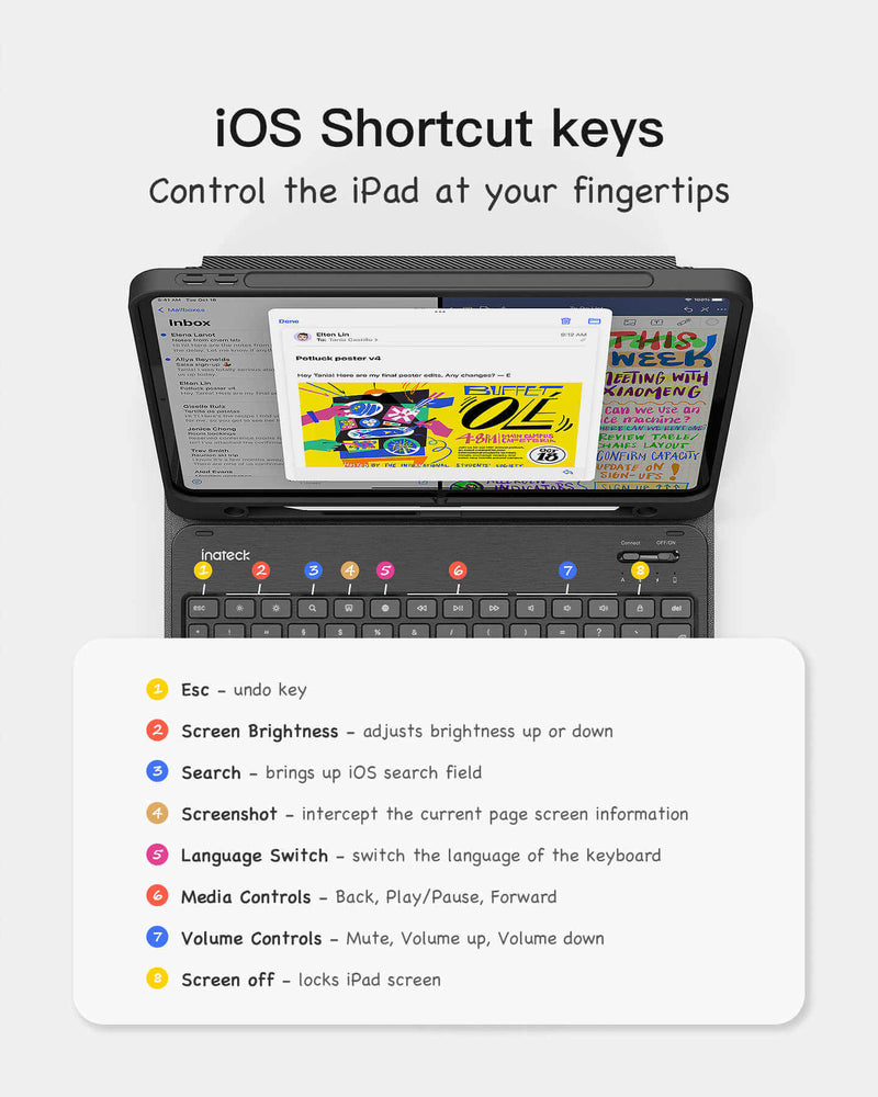 Detachable Keyboard for iPad 11" (A16 2025), iPad 10, iPad Air 11" M3/M2 (2025/2024), iPad Air 7/6/5/4, iPad Pro 11" 4/3/2/1, KB04002