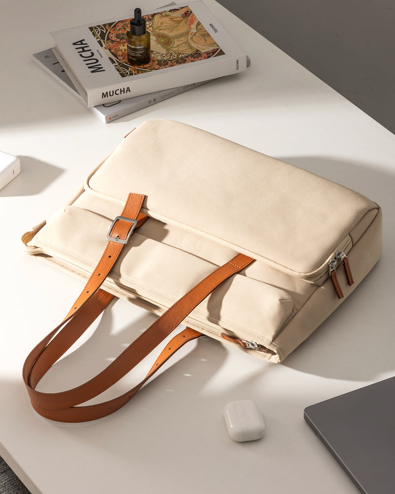 Inateck 14-Inch Laptop Bag, Large Shoulder Bag for Women, LB03013-14_beige