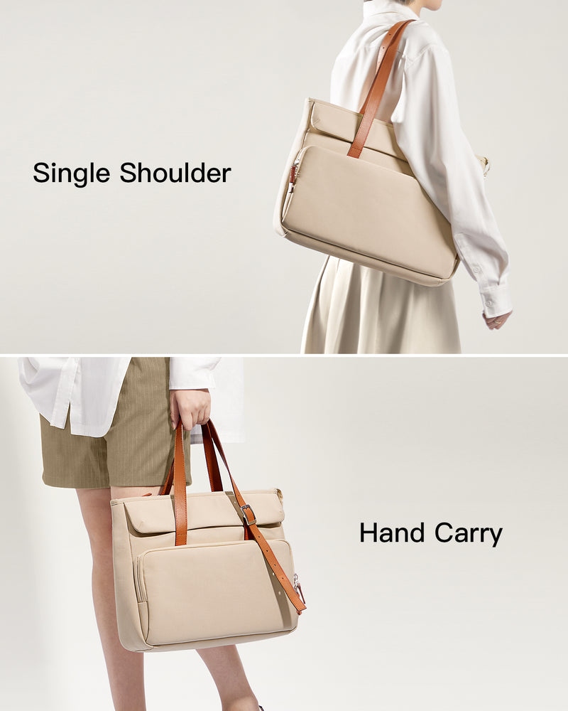 Inateck 14-Inch Laptop Bag, Large Shoulder Bag for Women, LB03013-14_beige