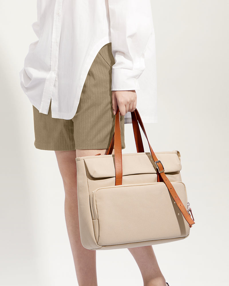 Inateck 14-Inch Laptop Bag, Large Shoulder Bag for Women, LB03013-14_beige