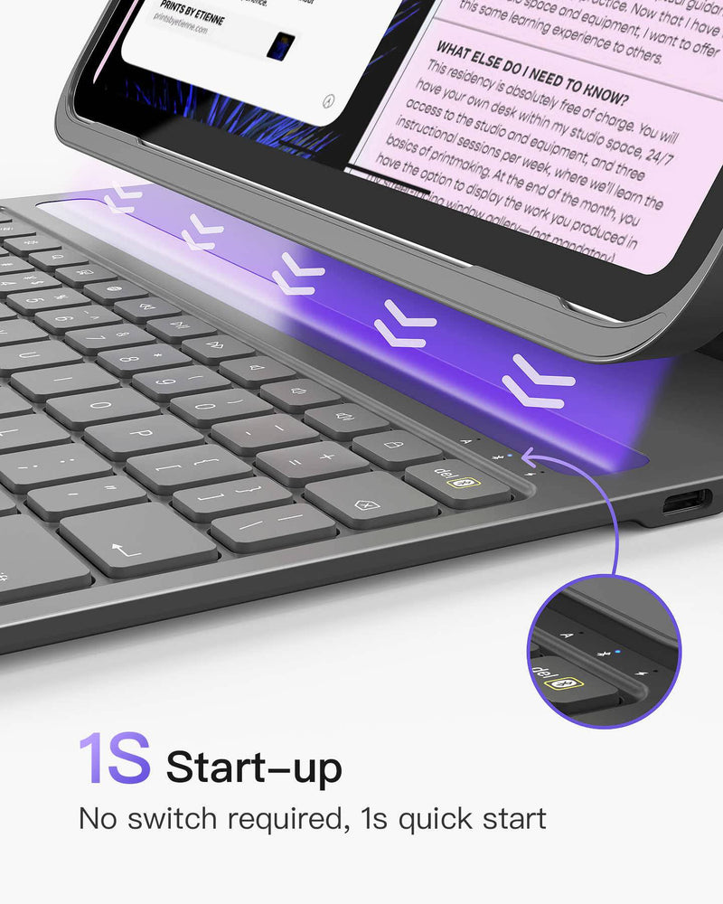 Super-Light Keyboard for iPad 11" (A16 2025), iPad 10, iPad Air 11" M3/M2 (2025/2024), iPad Air 7/6/5/4, iPad Pro 11" 4/3/2/1, BK2007