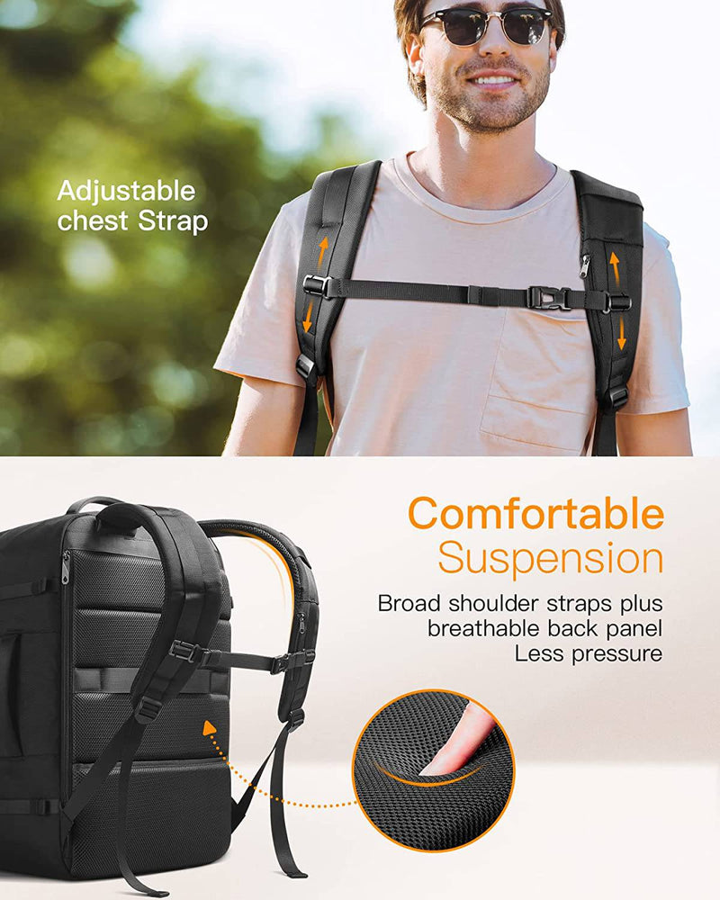 42L/20L Carry On Travel Backpack, With Multiple Pockets, BP03005 Black