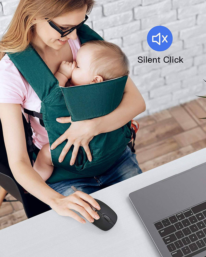 Inateck Wireless Mouse 2.4G Slim Mouse with 2 Nano Receiver USB A/USB C, Noiseless Mouse, Compatible with Notebook, PC, Laptop, MacBook, MS02001 Black