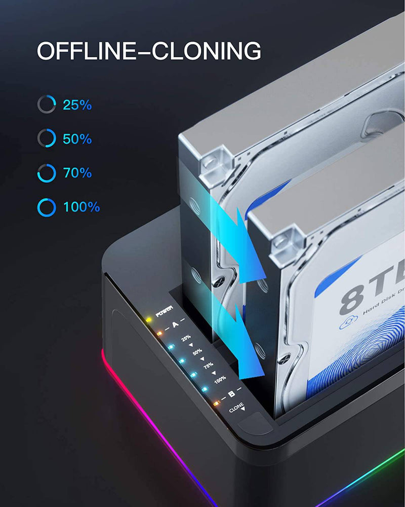 Inateck Dual Bay Hard Drive Docking Station with Offline Clone SA02003