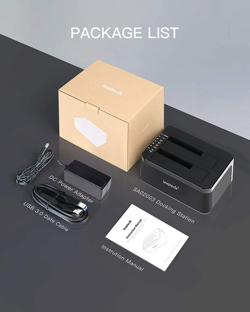 Inateck Dual Bay Hard Drive Docking Station with Offline Clone SA02003