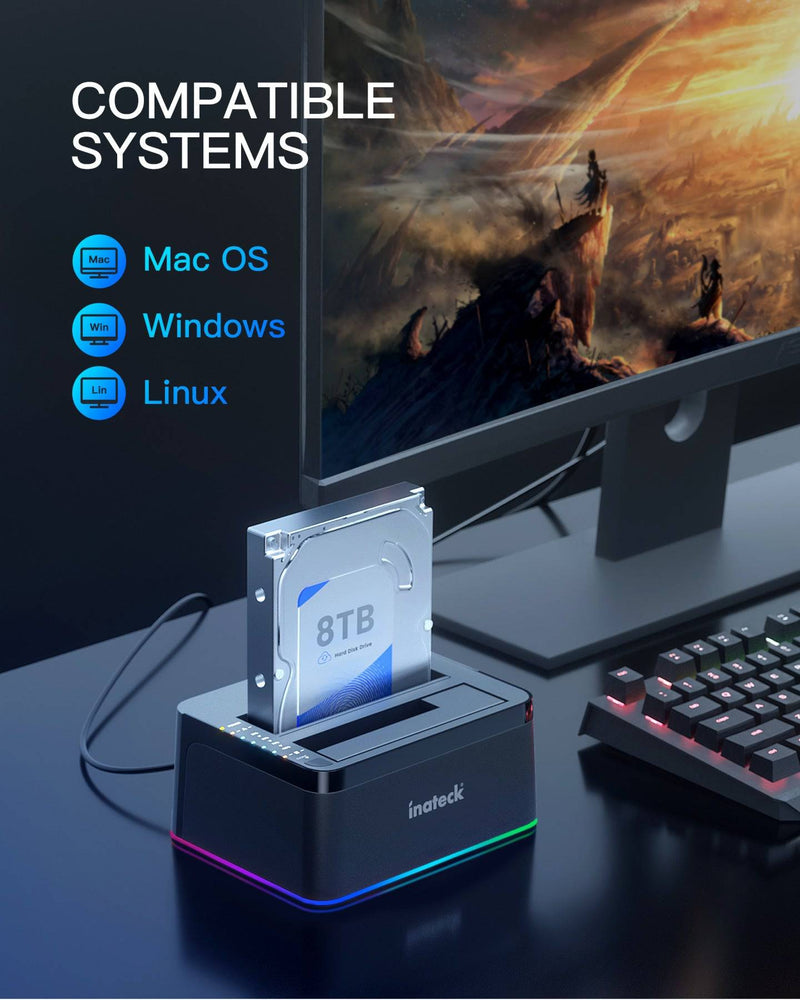Inateck Dual Bay Hard Drive Docking Station with Offline Clone SA02003