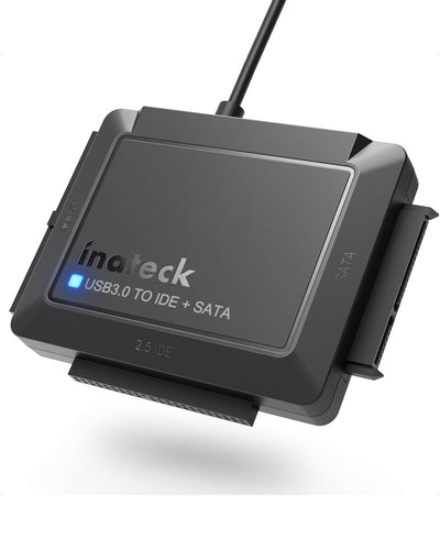 Inateck USB 3.0 to IDE/SATA External Hard Drive Reader Applicable to 2.5"/3.5" HDD/SSD, with 12V/2A Power Supply, SA03001