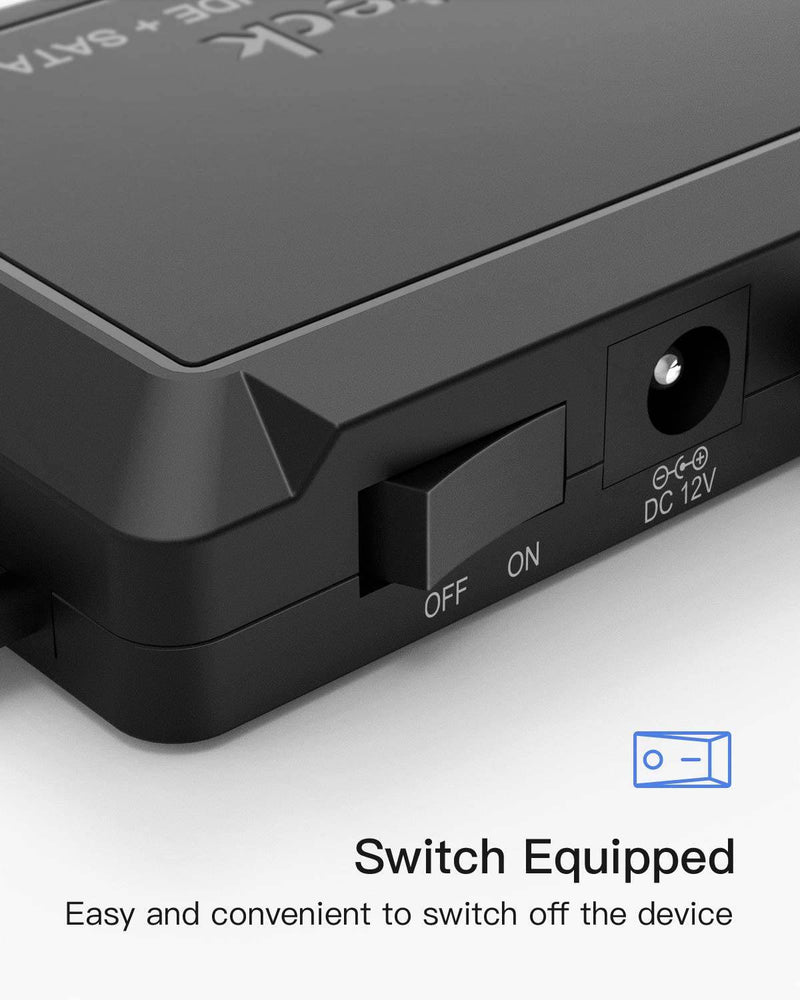 Inateck USB 3.0 to IDE/SATA External Hard Drive Reader Applicable to 2.5"/3.5" HDD/SSD, with 12V/2A Power Supply, SA03001