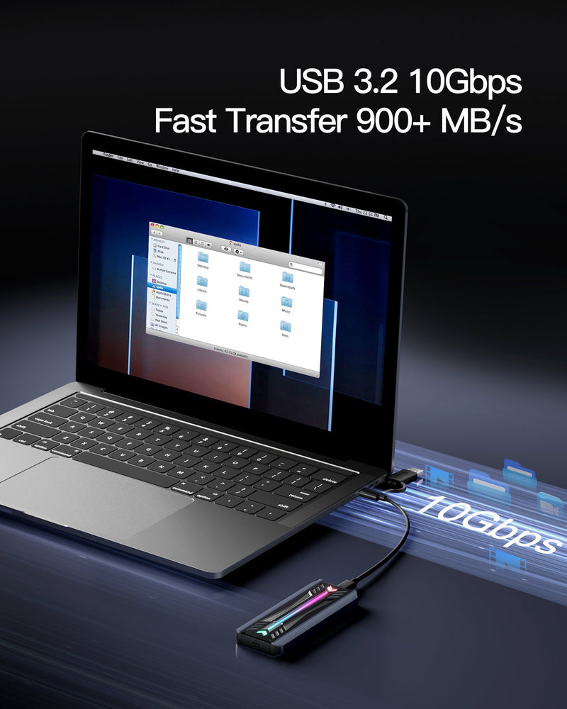 M.2 NVMe SATA SSD Enclosure with RGB, USB 3.2 Gen 2 (10 Gbps), Up to 4TB, FE2024