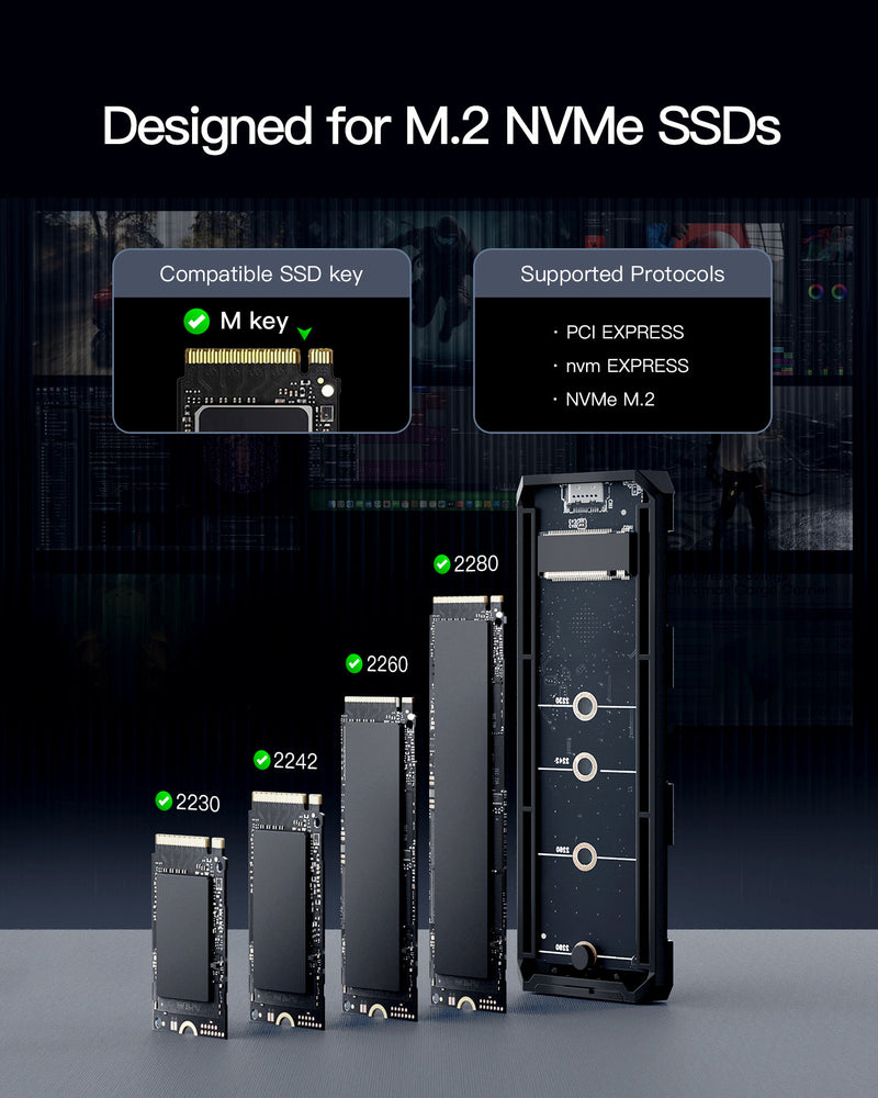 M.2 NVMe SATA SSD Enclosure with RGB, USB 3.2 Gen 2 (10 Gbps), Up to 4TB, FE2024