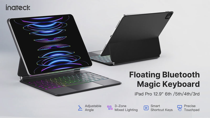 Magnetic iPad Case with Keyboard for iPad Air 13" M3/M2 (2025/2024), iPad Air 7/6, iPad Pro 12.9" 6/5/4/3, KB09118
