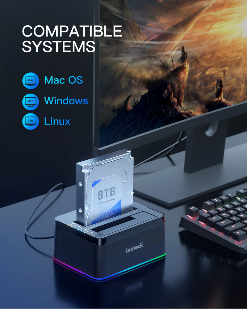 Dual Bay Hard Drive Docking Station with Offline Clone SA02003 - Inateck Official
