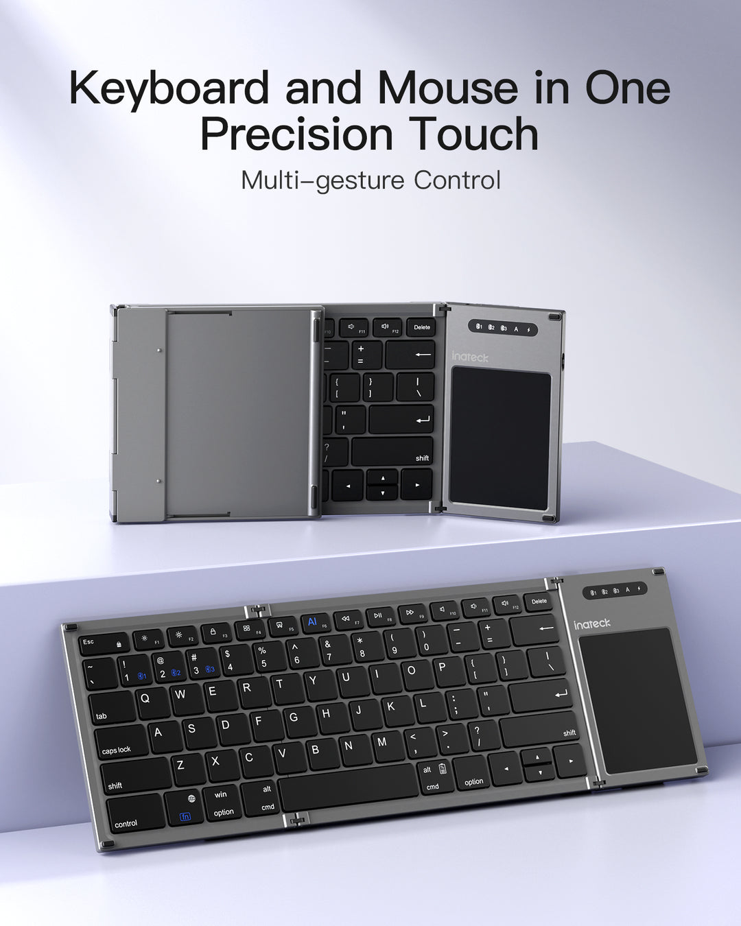 Inateck AI Foldable Keyboard, Bluetooth, Compatible with iOS, Android, Windows, KB06101