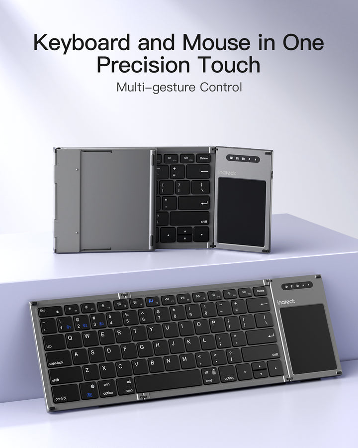 Inateck AI Foldable Keyboard, Bluetooth, Compatible with iOS, Android, Windows, KB06101