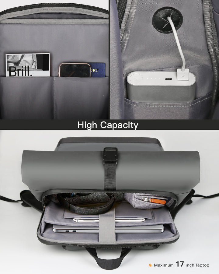 Inateck 25L-30L Roll Top Vintage 17 Inch Laptop Backpack, BP01003