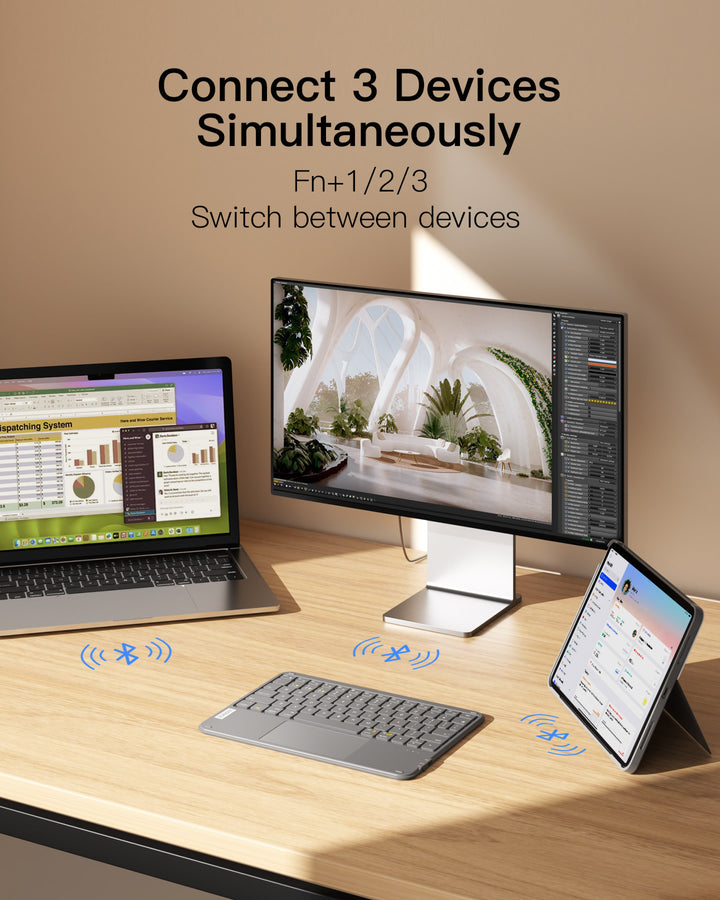 Inateck Bluetooth Keyboard with Touchpad, Ultra Slim, QWERTY, for Windows and iPad OS, KB01105