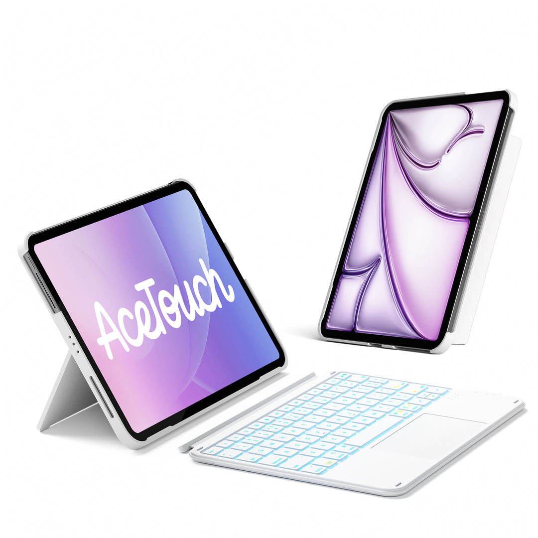 Inateck Case with Keyboard,for iPad 10th/11th Gen(2025 A16),Air 11" M3/M2,Air 6/5/4th,Pro 11 4/3/2/1th,Ultralight Detachable Keyboard, 7-Color Backlit, AceTouch KB04122-RGB