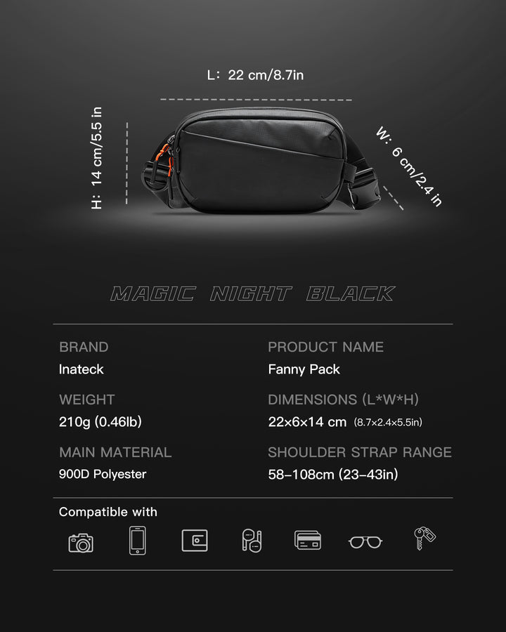 Inateck Sling Bag X-Mini, with RFID Blocking, Water-resistant, for Women and Men, FB01002