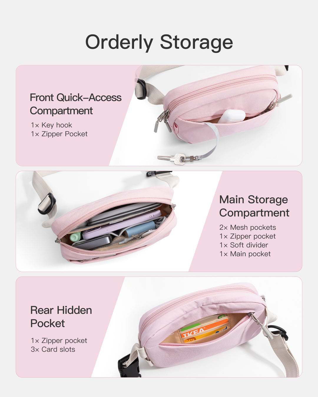 Inateck Sling Bag X-Mini, with RFID Blocking, Water-resistant, for Women and Men, FB01002