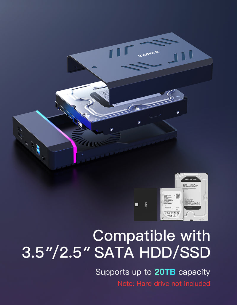 3.5-Inch Hard Drive Enclosure, with Expansion Ports, Supports Up to 20TB, FE3003