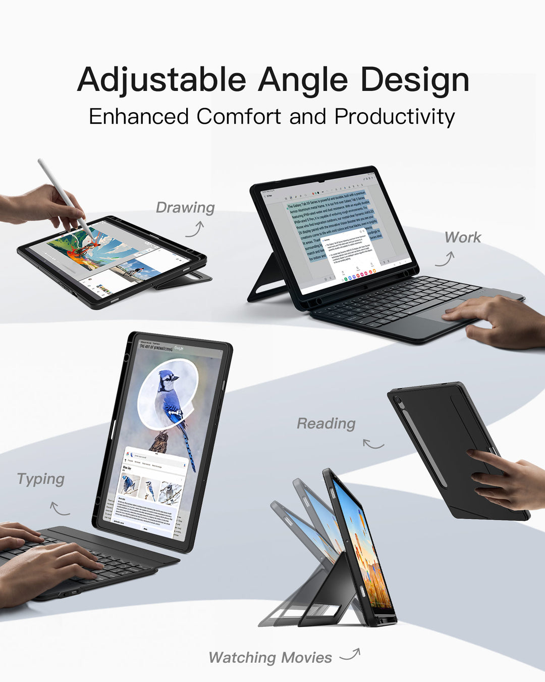 Magnetic Detachable Bluetooth Keyboard for Samsung Galaxy Tab S10 Lite/S10 FE/S9 FE 10.9"/S9 11",  N0064