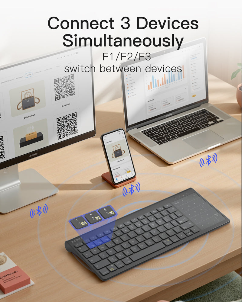 Tablet Keyboard, 2-in-1 Numeric Keypad & Touchpad, for iPad iOS/Samsung/Android/Windows, KB06103