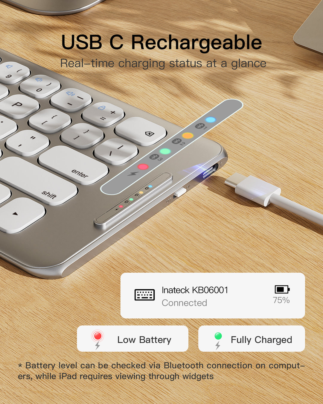 Inateck Foldable Keyboard QWERTZ, Mini Portable with 3 Bluetooth, for iPad/iOS/Samsung/Android/Windows, KB06001