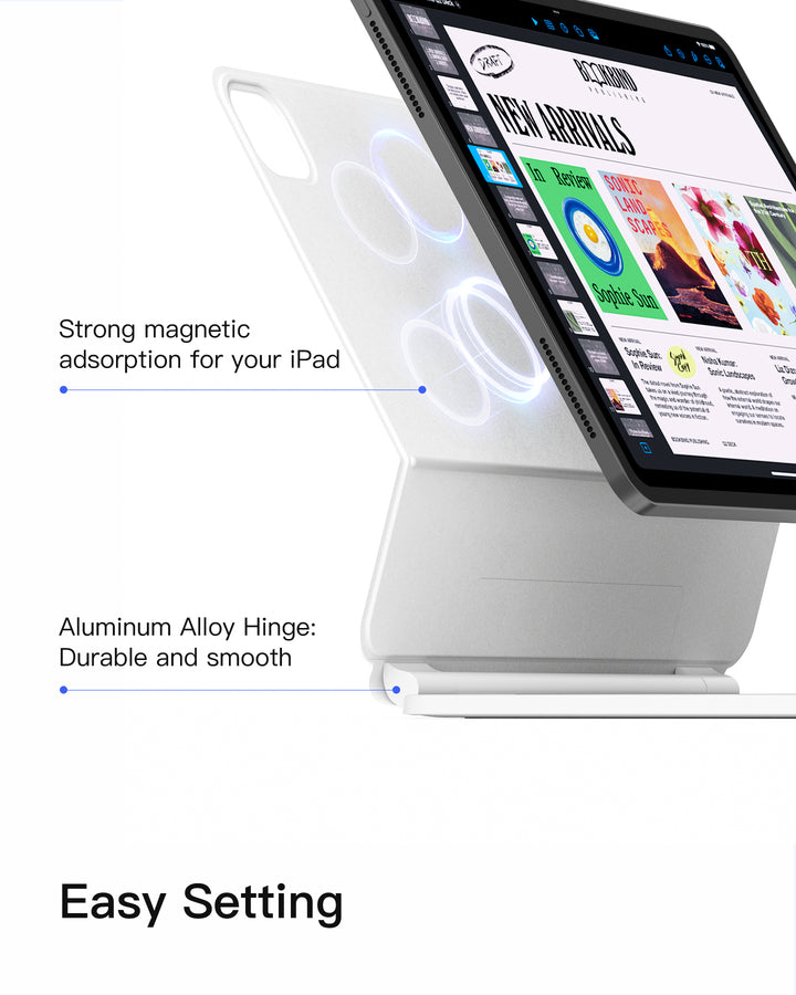 Inateck Magnetic Keyboard Case for Air 11 inch (M4 2026/2025 M3/2024 M2), Easy-Set Keyboard for Air 5/4 Gen, iPad Pro 11 inch 4/3/2/1 Gen, KB09119