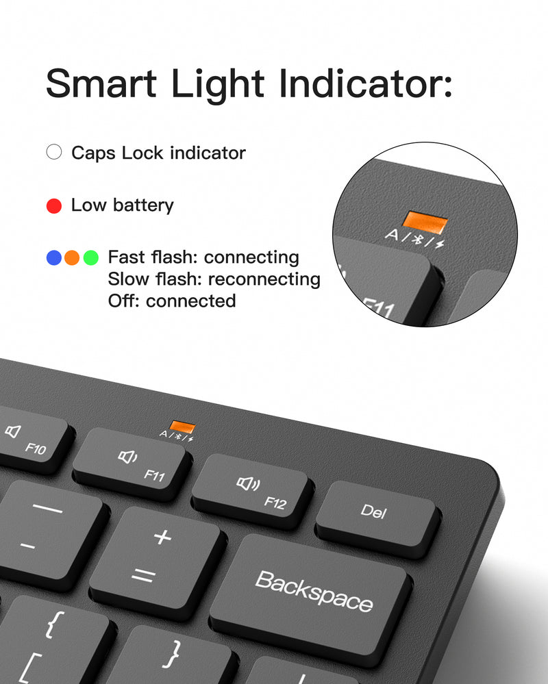 Ultra slim Wireless Keyboard, 3 Bluetooth, for iPad/Windows/Android/iOS, Ergonomic, KB01003