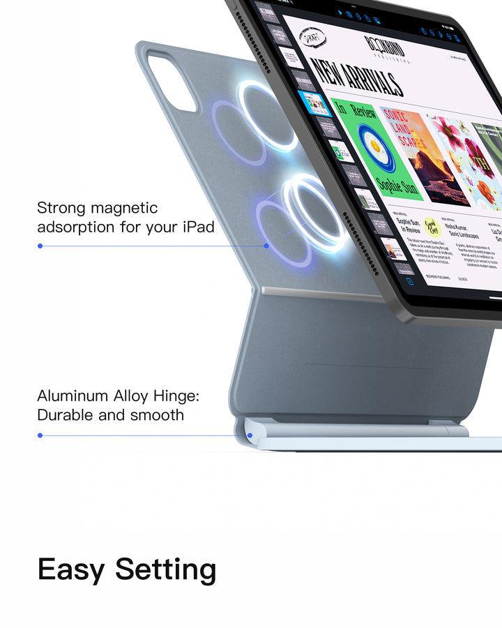 Inateck Magnetic Keyboard Case for Air 11 inch (M4 2026/2025 M3/2024 M2), Easy-Set Keyboard for Air 5/4 Gen, iPad Pro 11 inch 4/3/2/1 Gen, KB09119