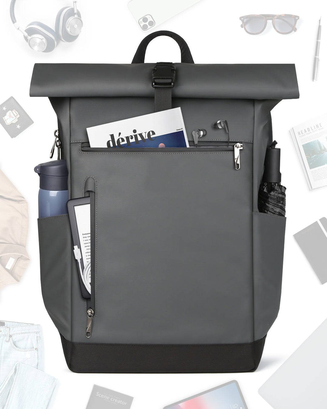 Inateck 25L-30L Roll Top Vintage 17 Inch Laptop Backpack, BP01003