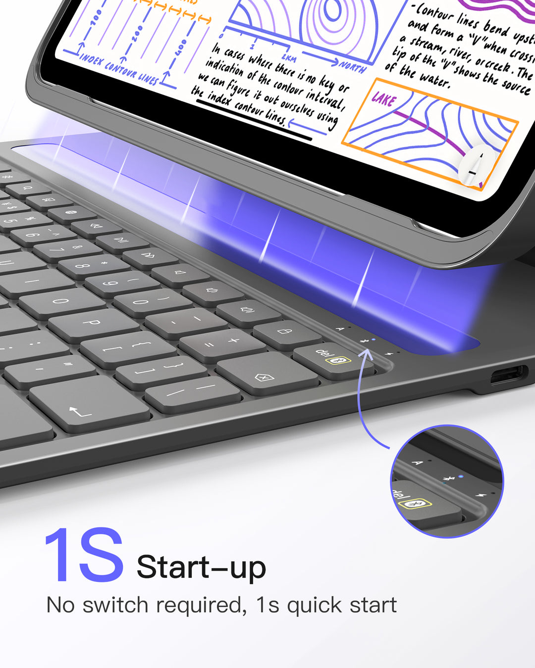 Inateck Super Light Keyboard Case for iPad Air 13" M3/M2 (2025/2024), iPad Air 7/6, iPad Pro 12.9" 6/5/4/3, QWERTY, BK2007-13