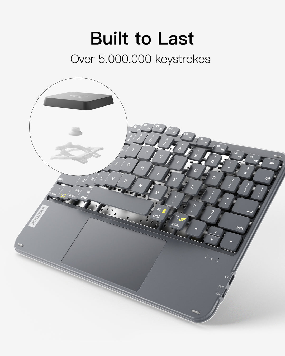 Inateck Bluetooth Keyboard with Touchpad, Ultra Slim, QWERTY, for Windows and iPad OS, KB01105