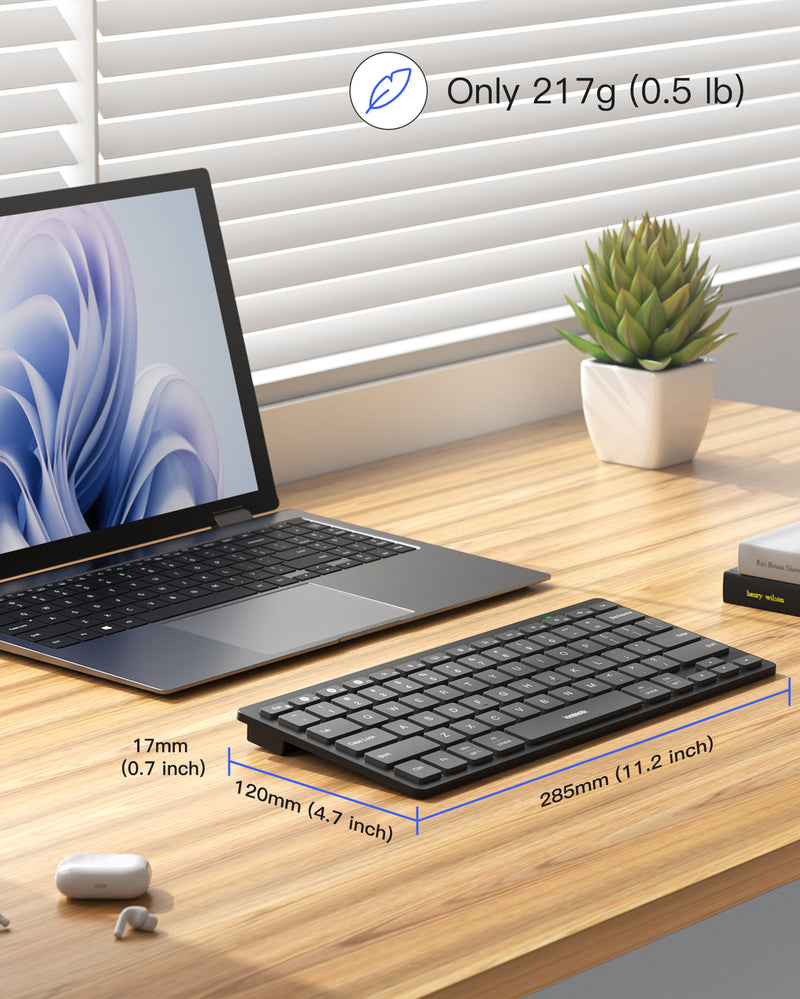 Ultra slim Wireless Keyboard, 3 Bluetooth, for iPad/Windows/Android/iOS, Ergonomic, KB01003